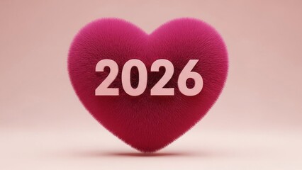 Heartfelt Anticipation - The Year 2026 Embodied in a Plush Heart.