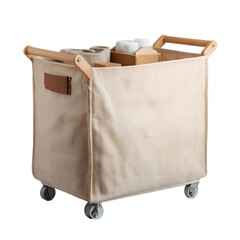 Beige Fabric Storage Bag on Rolling Cart Organization Solution