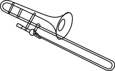 Obraz premium Trombone continuous one line drawing pro vector illustration, Thin line icon. one line Icon drawing