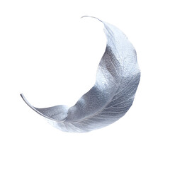 Silver Metallic Leaf Curving into Crescent Moon
