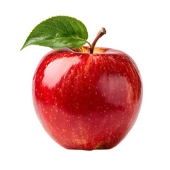 Fresh Ripe Red Apple with Stem Isolated on White Background for Healthy Eating Concept