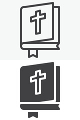 Obraz premium Open Bible vector icon in line and solid different style