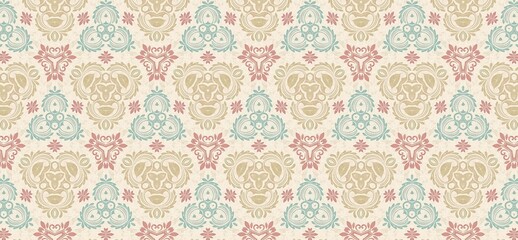 vintage pattern, seamless pattern, floral ornament, damask pattern, decorative background, pastel wallpaper, elegant design, classic wallpaper, retro textile, floral texture, ornamental motif, repeati