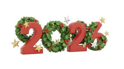 2026  New Year symbol on transparent background. 2026 YEAR. Design for decorating, background, wallpaper, illustration.