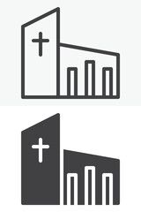 Church building vector icon in line and solid different style