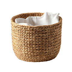 Elegant Round Woven Basket with White Cloth Liner for Home Decor