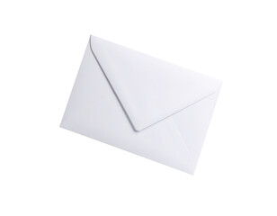 A plain white envelope with a pointed flap, designed for mailing letters or documents, on a transparent background