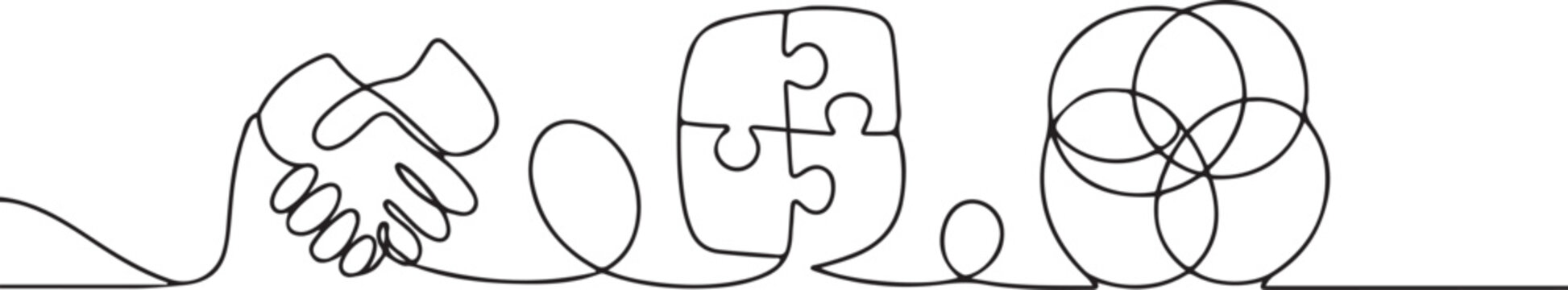 social collaboration continuous line editable stroke line, continuous one line drawing teamwork icons concept. single line vector illustration. one line Icon drawing