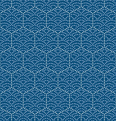 Japanese Hexagon Wave Dot Vector Seamless Pattern