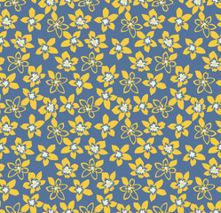 Japanese Tropical Flower Vector Seamless Pattern