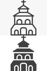 Church facade vector icon in line and solid different style