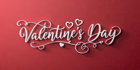 Happy Valentine's Day greeting card vector design with red heart decoration and Merry Christmas text banner illustration