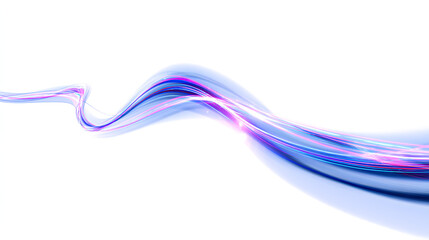 Light trail wave, fire path trace line, car lights, optic fiber and incandescence curve twirl, abstract background in blue and purple neon glow colors on white background Stock Illustration