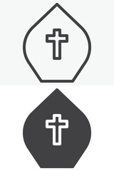 Obraz premium Pope hat vector icon in line and solid different style
