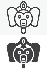 Lord Ganesha vector icon in line and solid different style