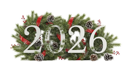 2026  New Year symbol on transparent background. 2026 YEAR. Design for decorating, background, wallpaper, illustration.