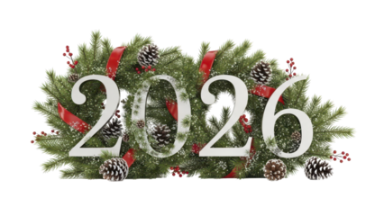 2026  New Year symbol on transparent background. 2026 YEAR. Design for decorating, background, wallpaper, illustration.