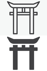 Shinto shrine vector icon in line and solid different style