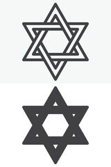 David star vector icon in line and solid different style