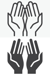 Prayer hands vector icon in line and solid different style