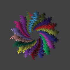 Snow experiments made of colored particles