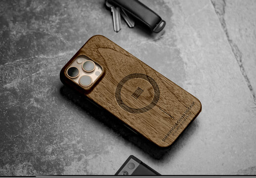 Wooden iPhone Case Mockup
