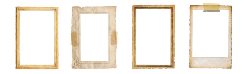 vintage photo frame collection isolated on background.