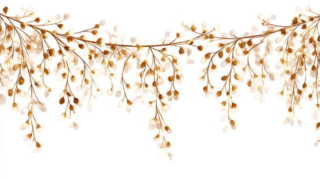 Glowing Christmas lights with golden festive garland on white background Stock Illustration  - Powered by Adobe