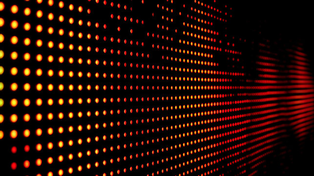 Close-up of LED screen texture with RGB dot pattern. Bright light display evokes digital technology, TV screens, videowalls, electronic visuals, modern media, pixel art, and futuristic digital design 