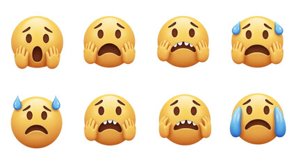 Collection of Shocked Face Emojis Expressing Surprise, Fear, and Disbelief Clearly