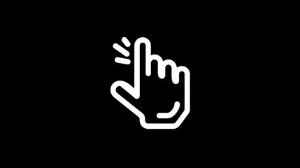 A white line art hand icon with the index finger pointed up on a black background