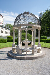 Stone Pavilion with Ornate Iron Dome in the Gardens of Ambras Castle Innsbruck Austria