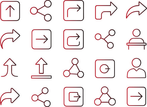 Modern web ui icon set featuring essential navigation, interaction, and user symbols for digital interfaces, applications, and software development, clean.