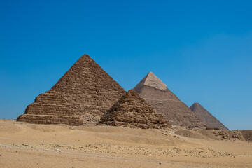 Great Pyramids of Giza in Egypt in Cairo in summer