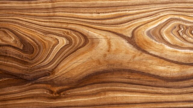 This wood has a dramatic grain pattern, featuring a blend of warm brown tones from light to dark, creating a swirling and flowing visual effect.
