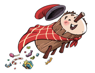 Caga ti&oacute;, a Catalan Christmas tradition, isolated illustration