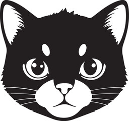 Cute cat head, Cute kitten icon silhouette,cat face silhouette