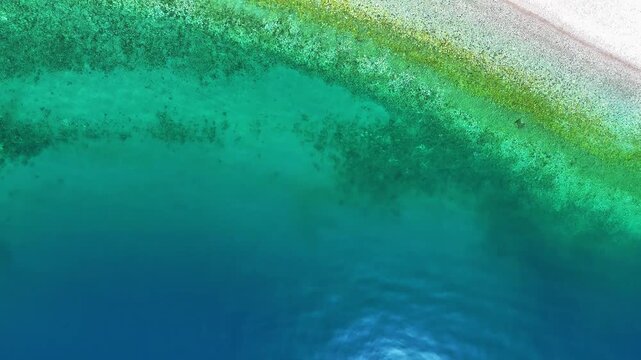 Aerial Drone View of Paralia Sergoulas on the Gulf of Corinth, Delphi Riviera, in Spring