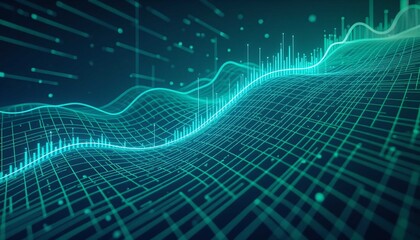 Digital trading chart featuring analytics, investment progress, and global economy visualization