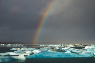 Rainbow over the glacier lagoon