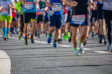 marathon runners in the city