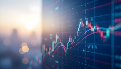 Digital concept screen display for profitable stock market growth and successful investment strategy