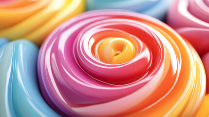 Vibrant rainbow swirls offer a sweet, playful texture for backgrounds or designs, adding colorful fun and a splash of imagination, perfect for joyful projects