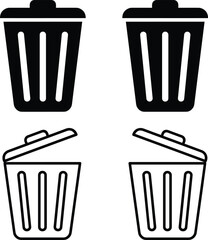 Large Medical, AI Technology, Recycle Bin, Charity, and Hand Gestures Outline Icon Set Representing Health Care, Innovation, Waste Disposal, and Social Support Concepts