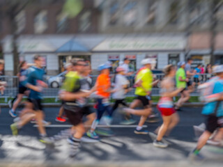 marathon runners in the city