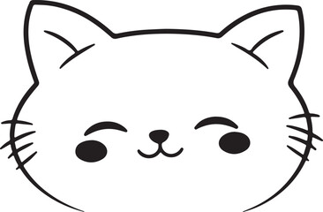 Charming Cat Kitten Face Outline,  Beautifull cat head silhouette