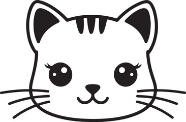 Charming Cat Kitten Face Outline,  Beautifull cat head silhouette