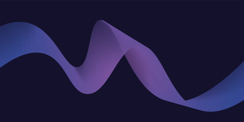 Abstract dark background with glowing wave. Shiny moving lines design element. Modern purple blue gradient flowing wave lines. vector illustration