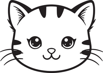 Charming Cat Kitten Face Outline,  Beautifull cat head silhouette