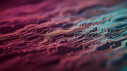 Abstract Digital Circuit Board Data Flow Background
Futuristic Technology Network Glowing Lines
Cyberpunk Motherboard Design with Vivid Colors